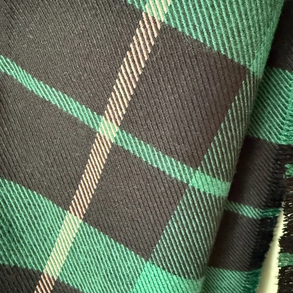 NWT Ann Taylor Raiza Plaid Blanket Scarf Approx 22x78 Green White Pink Black